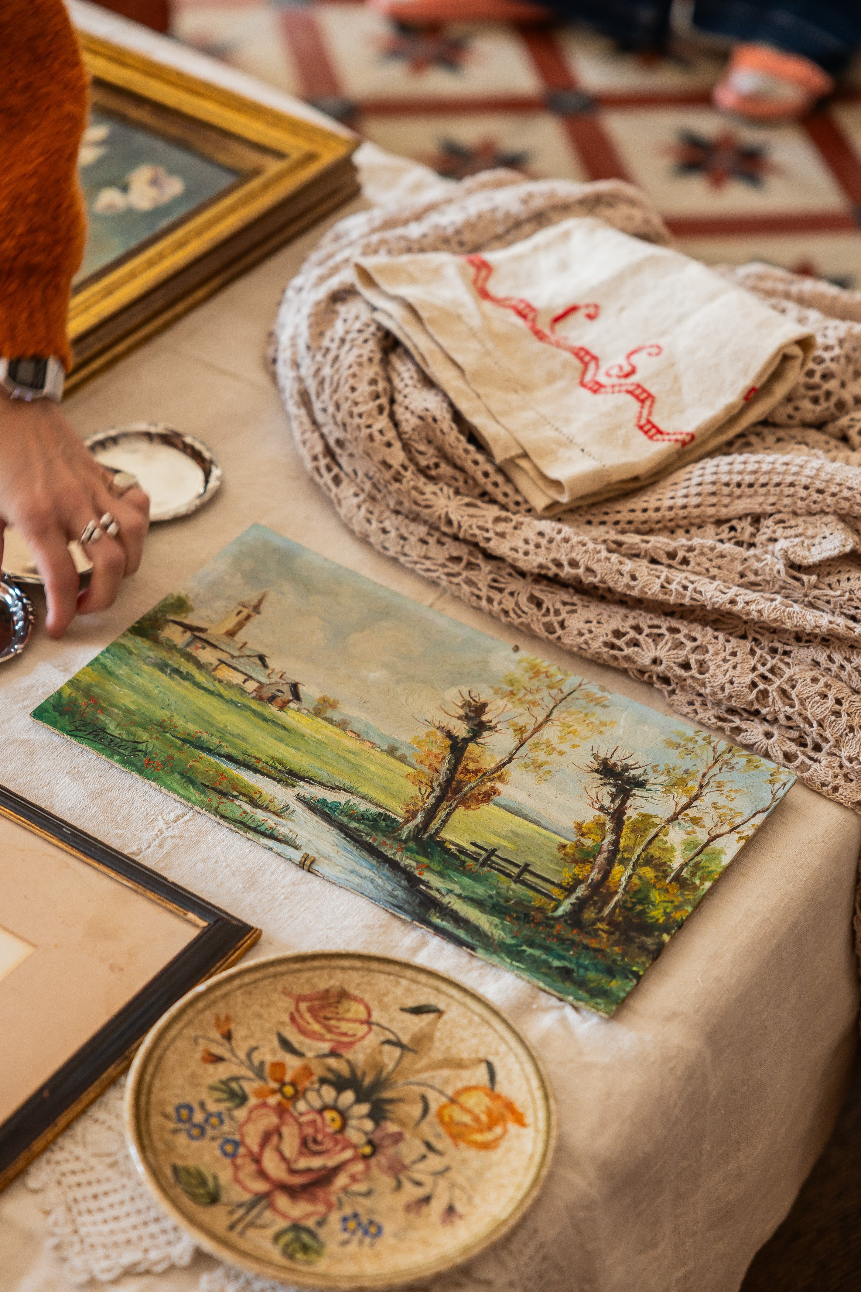 Landskap i olje på plate